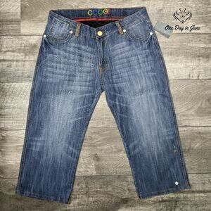 Coogi Embroidered Acid Wash Capri Jeans Size 16